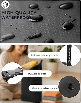 Travel Laundry Bag, Pump-Free Vacuum Compression Dirty Clothes Bag, Small Reusable Waterproof & W... | Amazon (US)