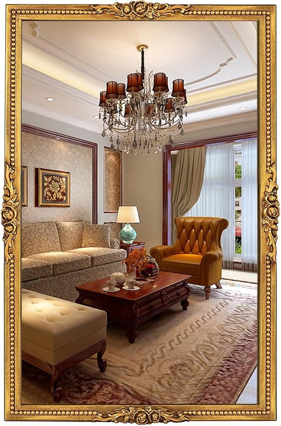 Antiqued Gold Wall Mirror with Beaded Frame – 24 * 36in Traditional & Flourish Baroque Ornate R... | Amazon (CA)