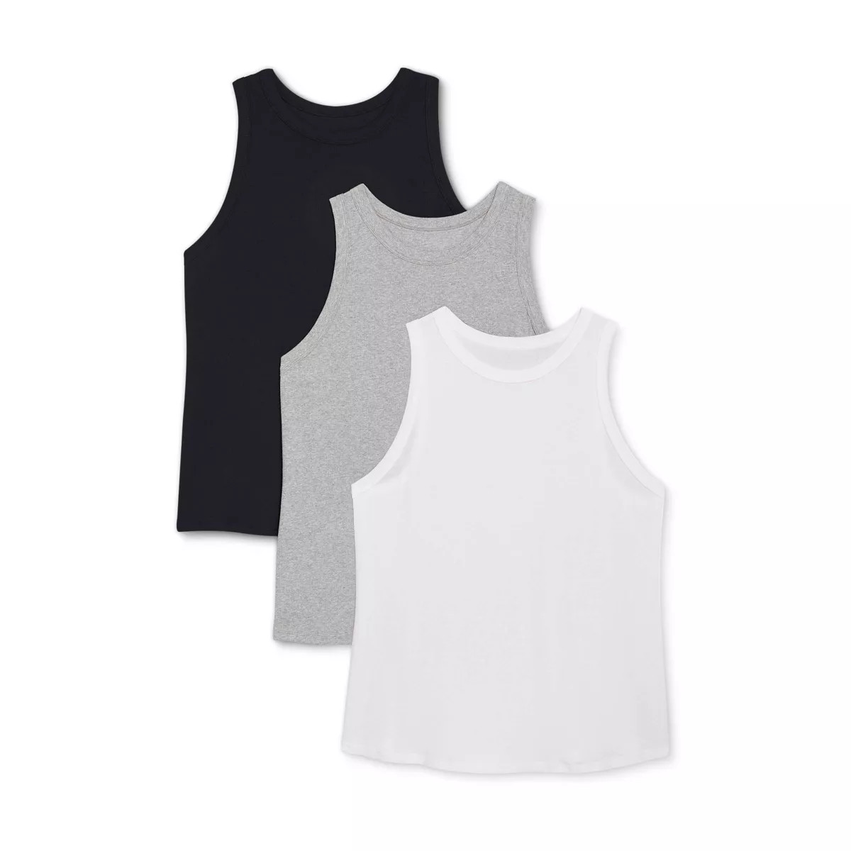 Women's Slim Fit Ribbed 3pk Bundle Tank Top - A New Day™ Black/White/Gray 3X | Target