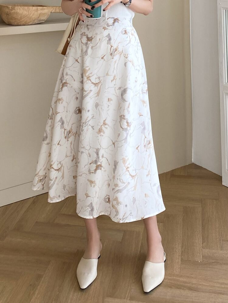 DAZY Allover Print Elastic Waist Skirt | SHEIN