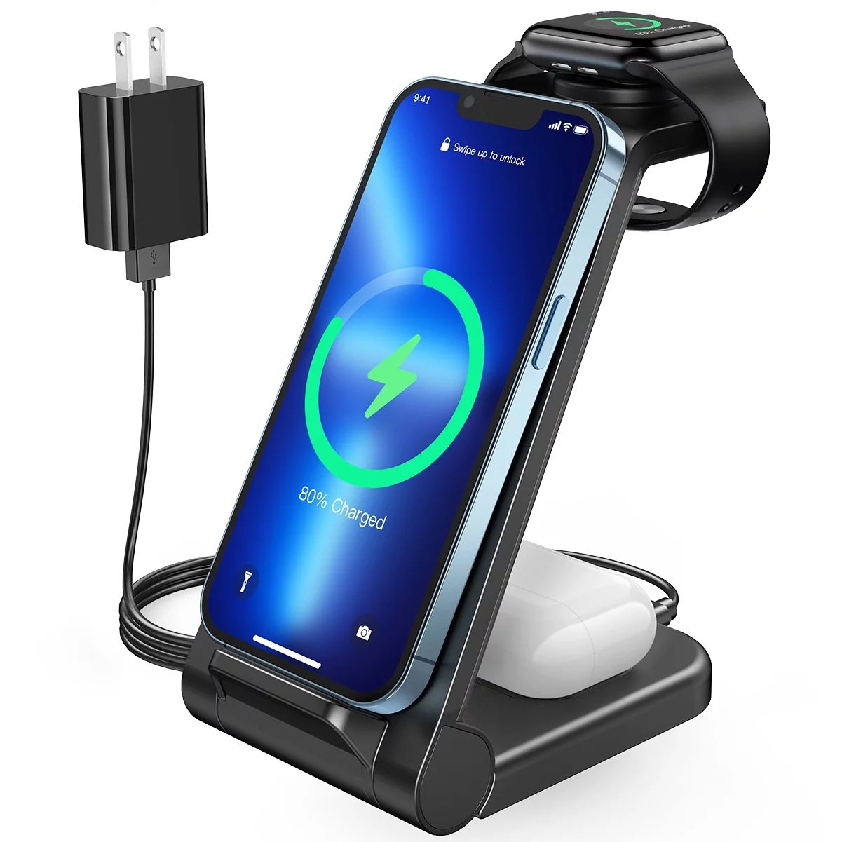 Wireless Charger, 3 in 1 Qi-Certified Fast Wireless Charging Station Compatible with iPhone 13/13... | Walmart (US)