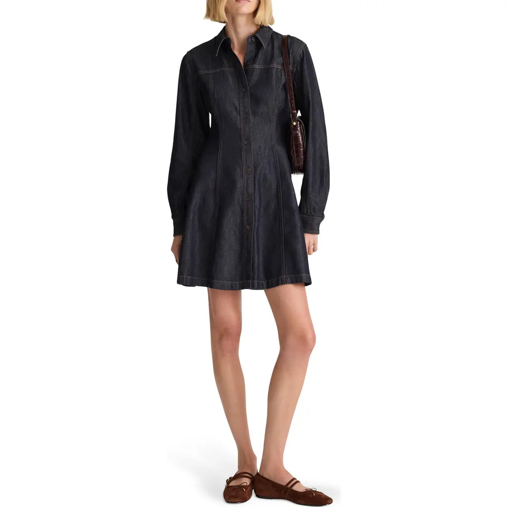 Madewell Seamed Long Sleeve Airy Denim Shirtdress in Rinse Wash at Nordstrom, Size 00 | Nordstrom