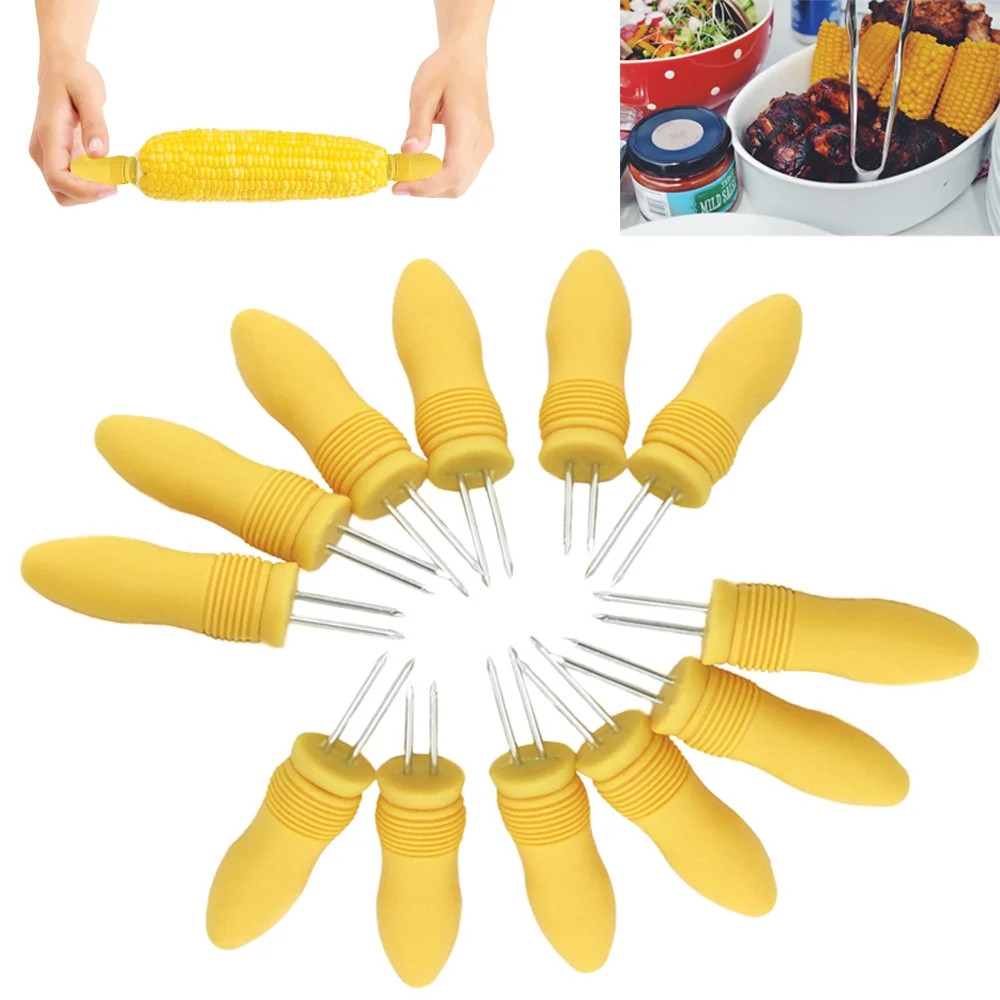 12 Pack Jumbo Corn On The Cob Holders Skewers Stainless Steel Prongs Kitchen BBQ | Walmart (US)