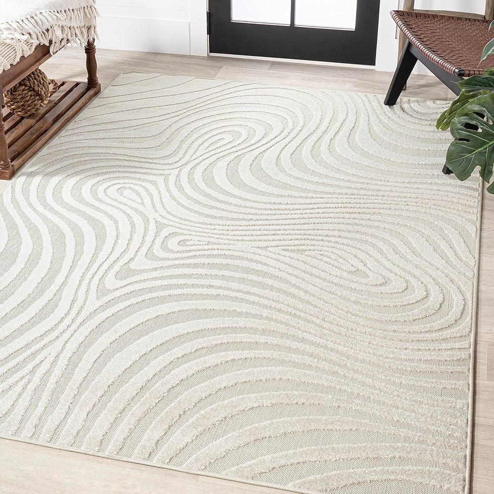 JONATHAN Y SCN103A-5 Maribo High-Low Abstract Groovy Striped Indoor/Outdoor Area Rug, Contemporar... | Amazon (US)