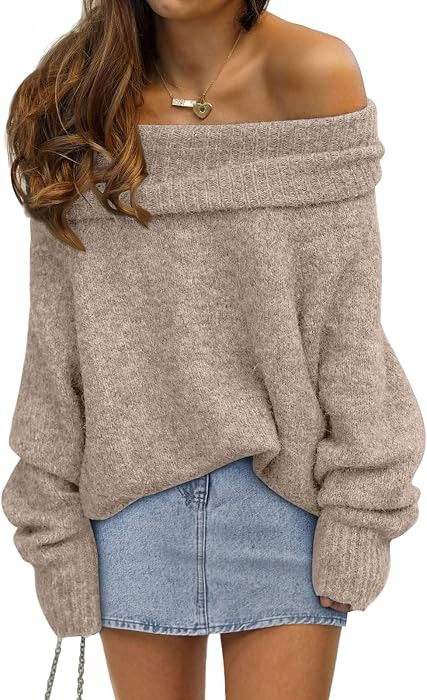 LILLUSORY Off The Shoulder Sweater Oversized Fall Going Out Tops | Amazon (US)