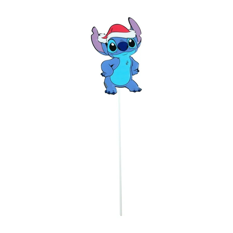 Disney 15" Tall Metal Stitch Wearing a Christmas Hat Yard Stake - Walmart.com | Walmart (US)