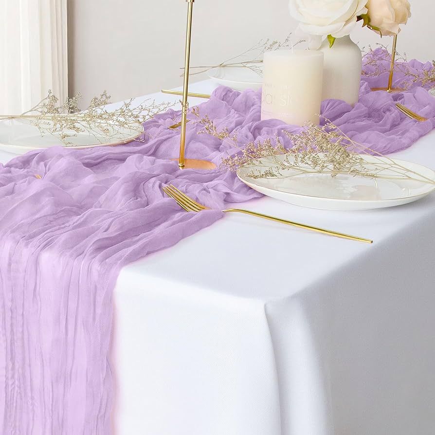 2 Pack Light Purple Cheesecloth Table Runners, 10Ft Gauze Table Runner Boho Wedding Cheese Cloths... | Amazon (US)