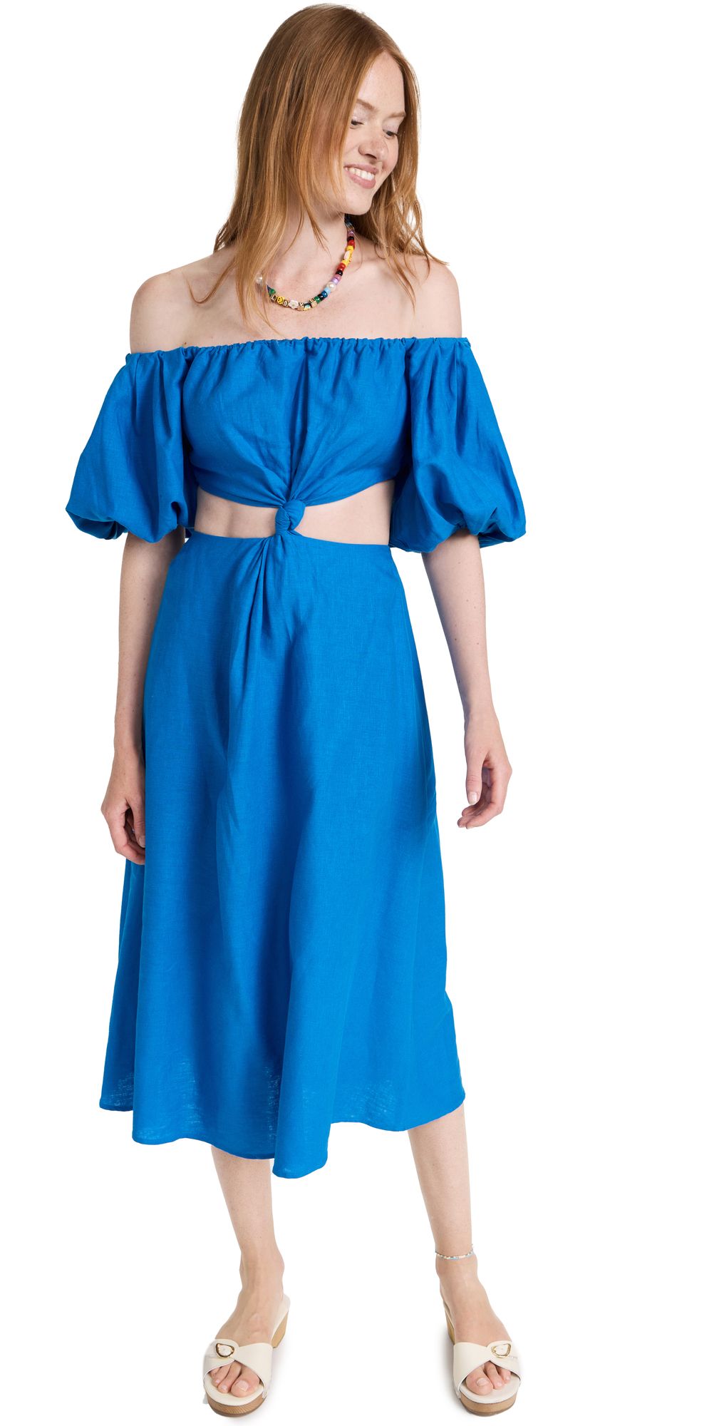 FARM Rio Blue Midi Knot Dress | Shopbop