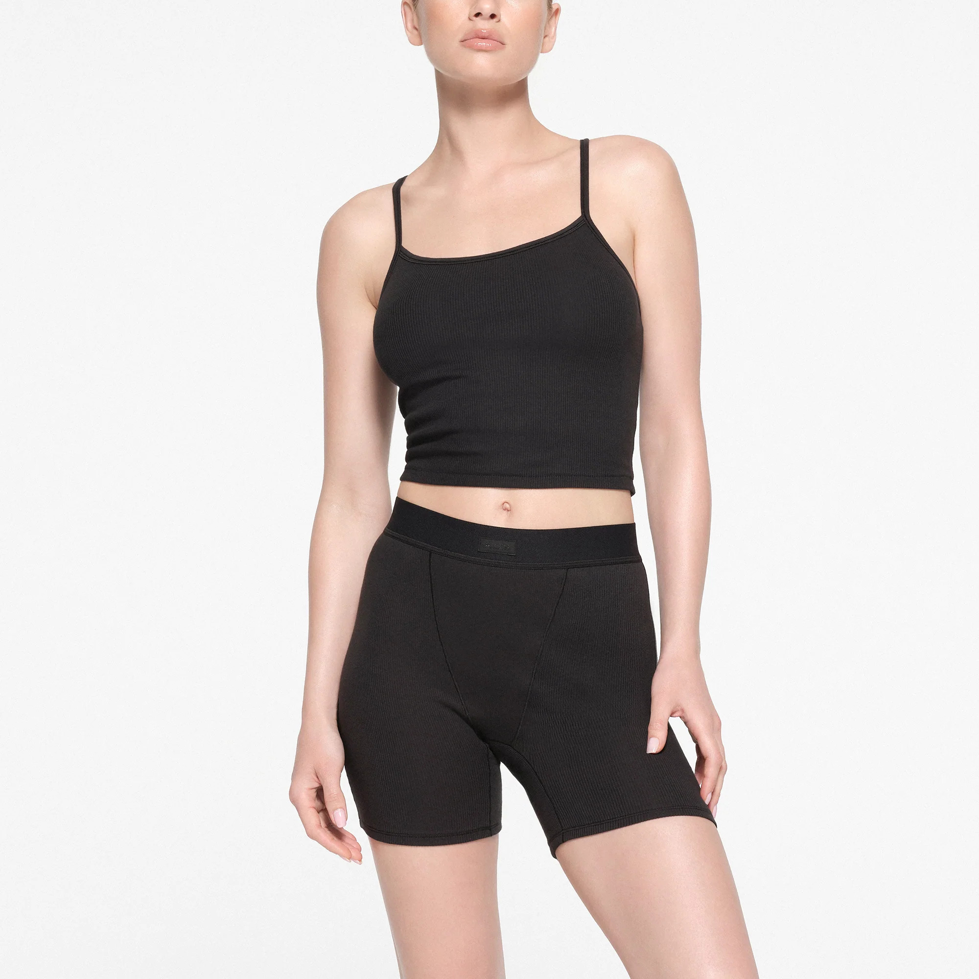 SKIMS Cropped Cami Top | Black | Small | Cotton Rib | SKIMS (US)
