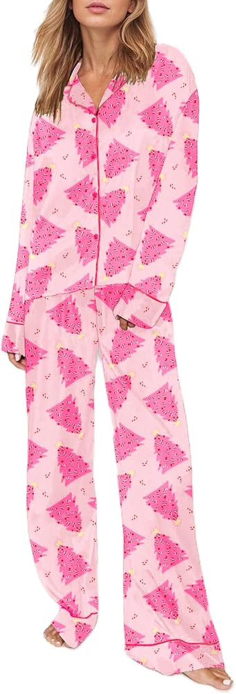 LILTWIST Cute Christmas Bow Pajamas for Women Xmas Striped 2 Piece Preppy Pjs Holiday Long Sleeve... | Amazon (US)