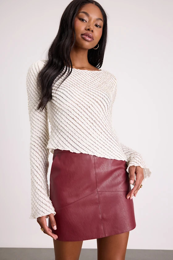 Harley Burgundy Vegan Leather Mini Skirt | Lulus