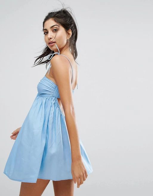 ASOS Beach Strappy Cami Dress with Twist Front in Chambray | Asos AU