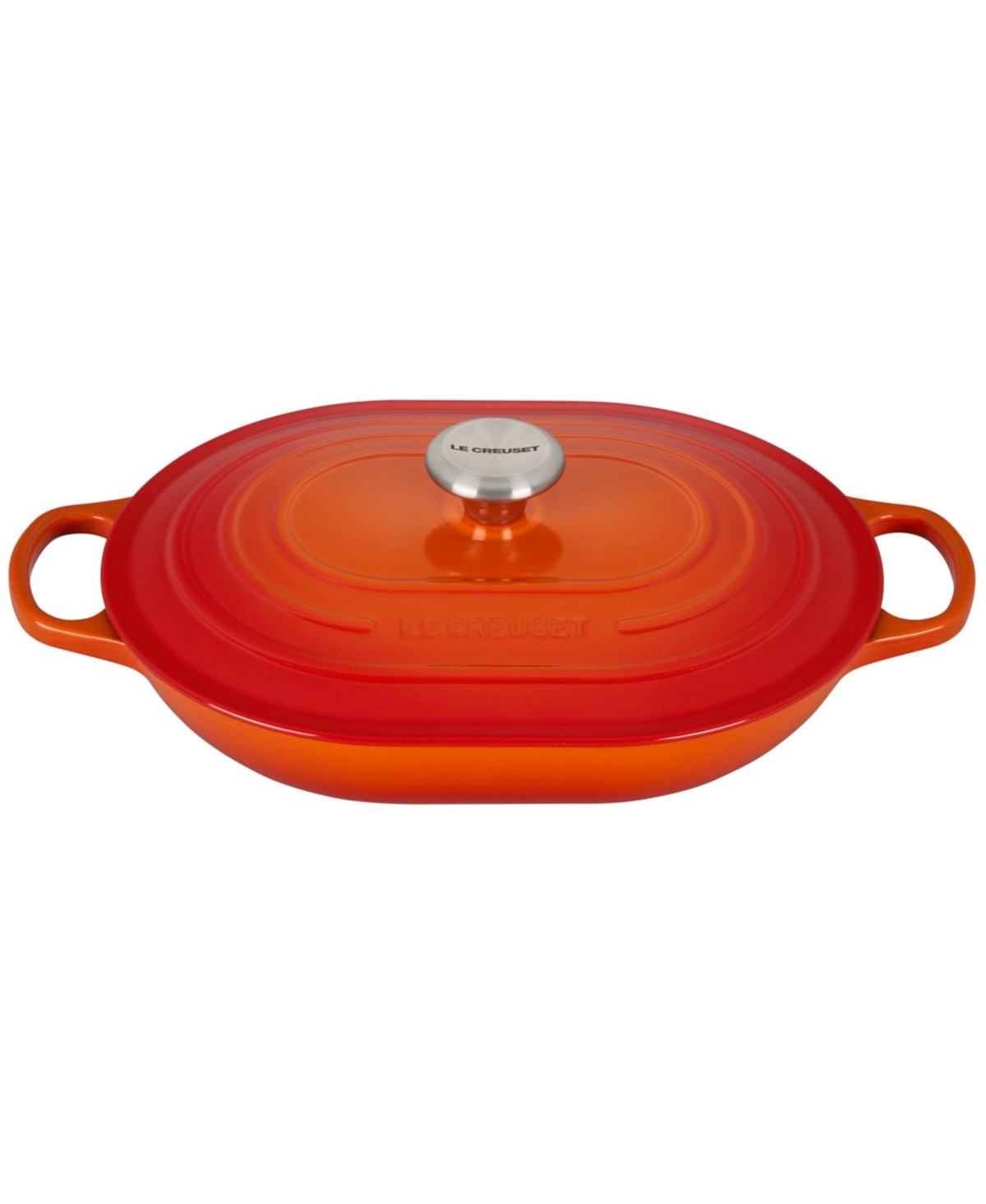 Le Creuset Enameled Cast Iron 3.75-Qt. Oval Casserole with Lid - Flame | Macy's