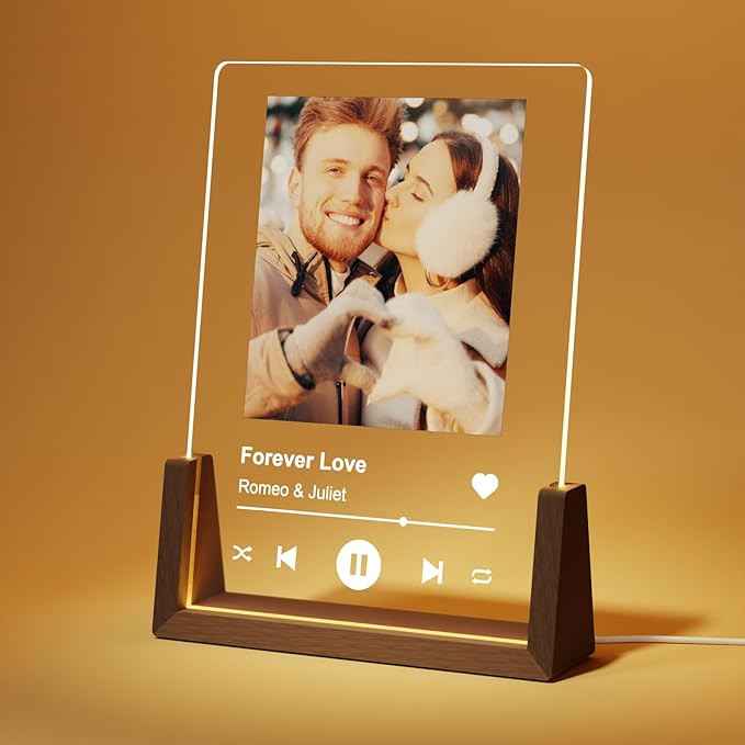 Personalized Photo Gifts for Girlfriend Women Wife Her, Customized Walnut LED Picture Frame for C... | Amazon (US)