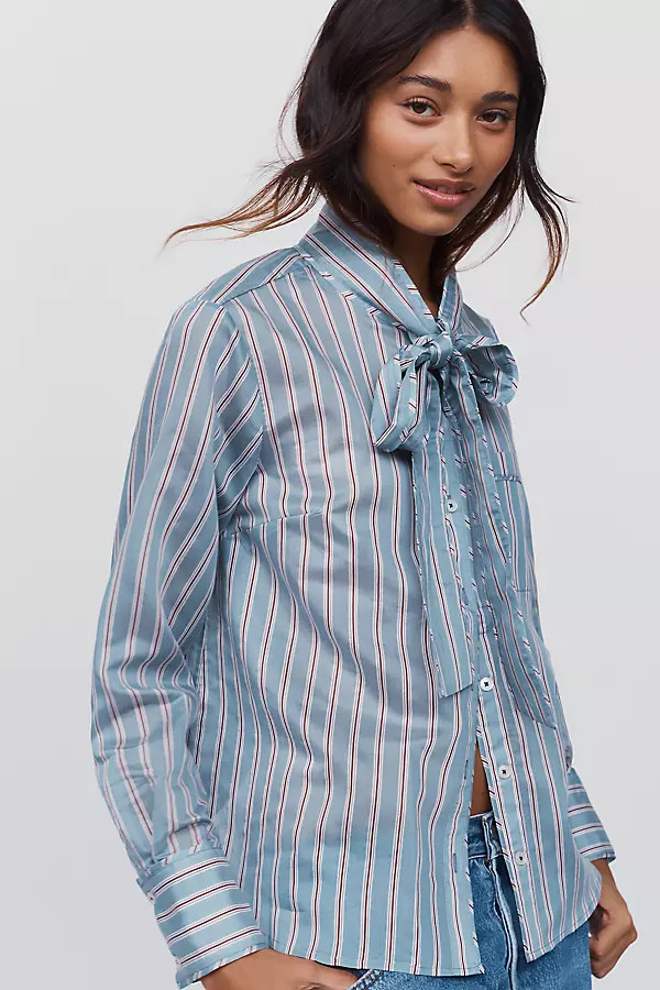 Striped Tie-Neck Blouse | Anthropologie (US)