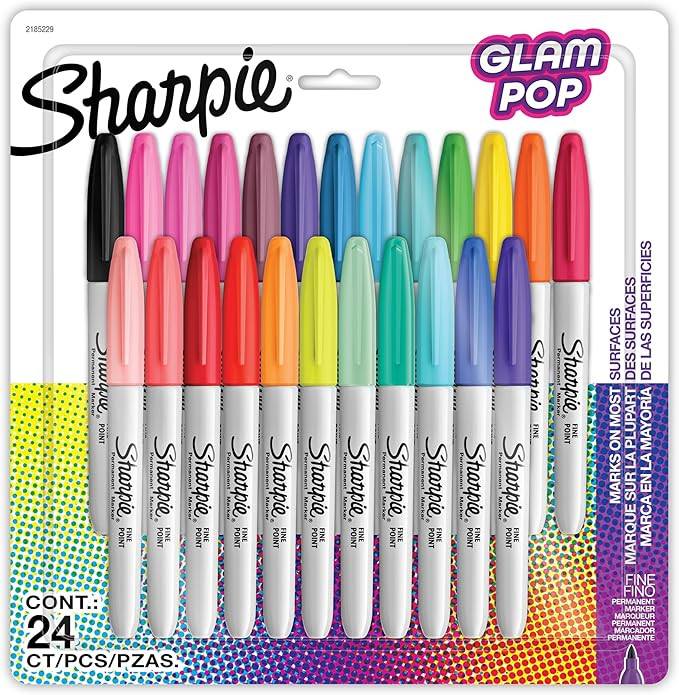 Sharpie Glam Pop Permanent Markers, Fine Tip Marker Set, Coloring Markers, Art Markers, Drawing M... | Amazon (US)