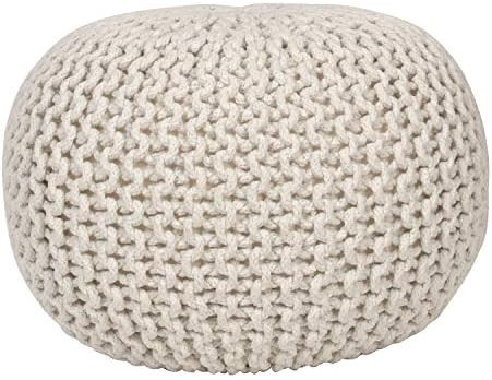 Décor Therapy Lola Round Lurex Pouf, 20x20x14, Off- Off-white | Amazon (US)