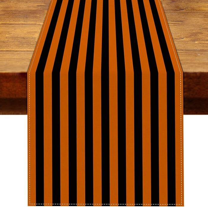 Halloween Orange Black Striped Table Runner Circus Carnival Decor | Amazon (US)
