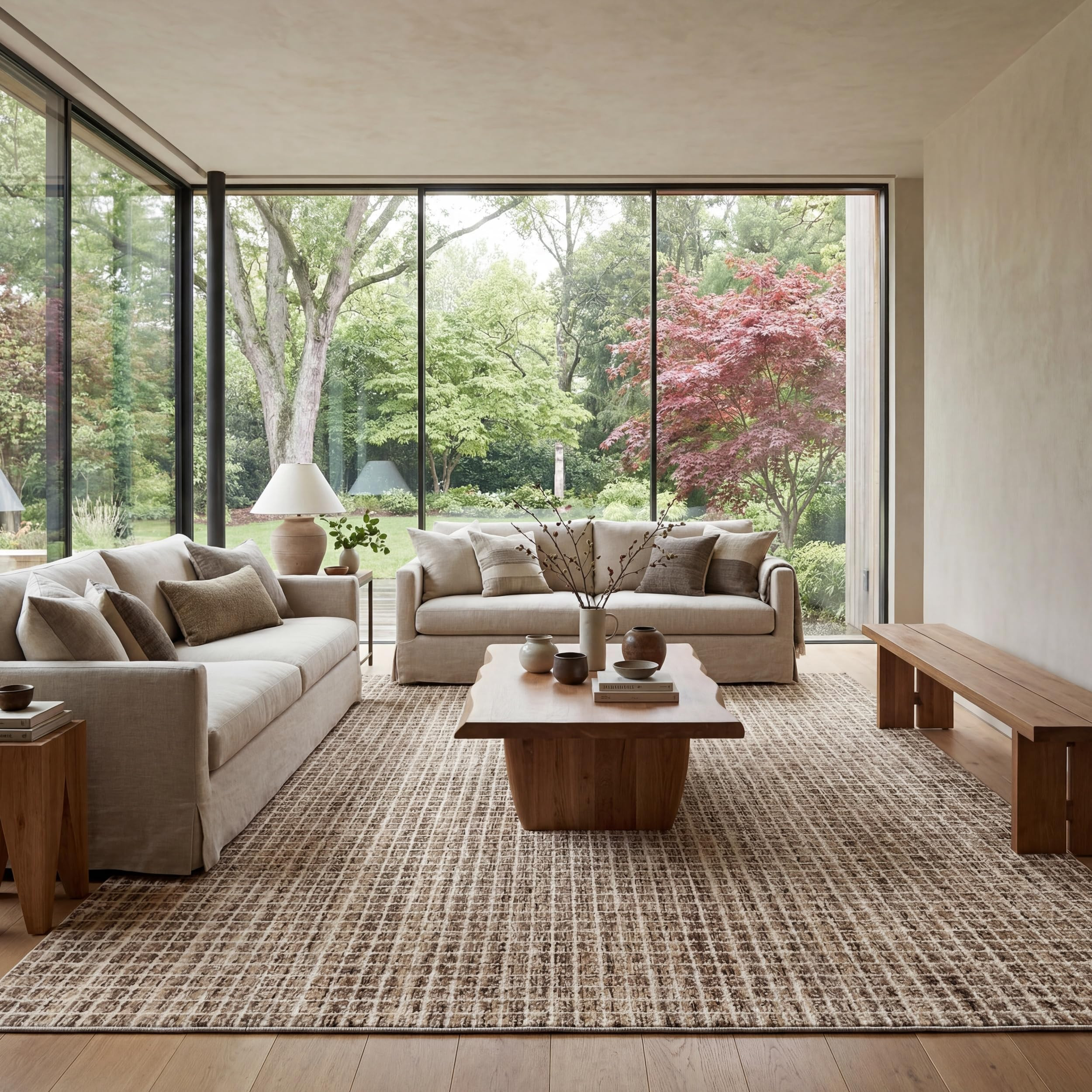 Rugs USA Melrose Handmade, Brown/Ivory, 6' x 9', Wool & Cotton, Soft and Cozy, High Traffic, Stain Resistant, Easy Clean, Durable Area Rug for Bedroom, Living Room, Dining Space, Den, Foyer, Entryway | Amazon (US)