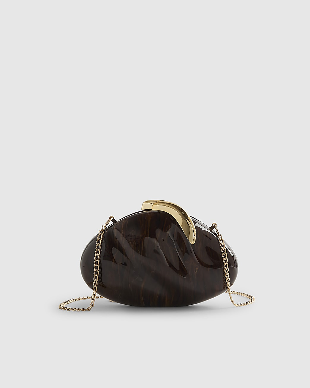 Brown Marble Effect Pebble Box Clutch Bag | River Island UK & IE