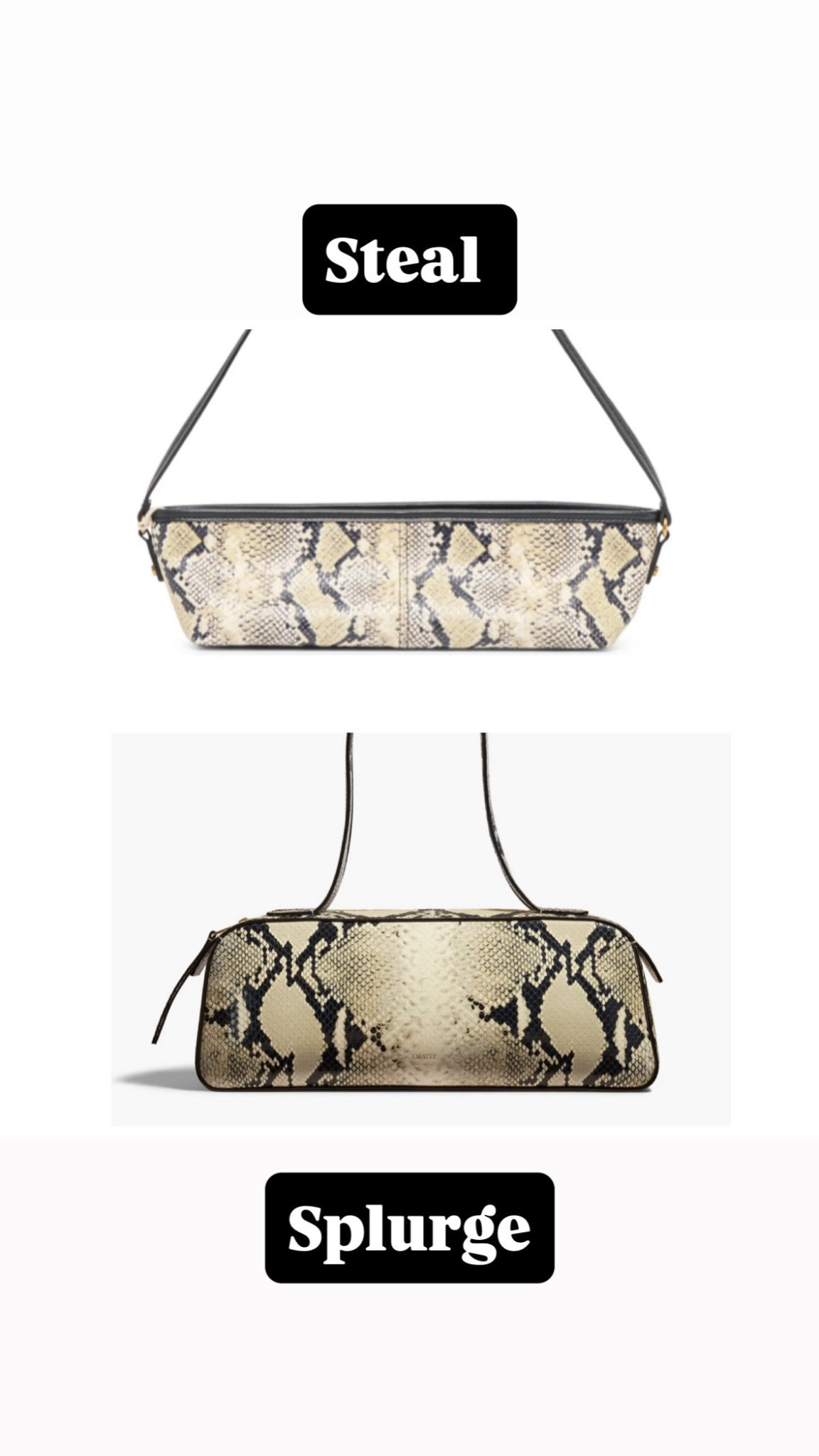 These snake print handbags are the perfect splurge vs steal if you love a chic, statement accessory that instantly elevates any outfit.
The designer version is stunning, but this under $150 option gives you that same elevated look for less — such a good find if you want to try the trend without the splurge.

Both options are linked so you can choose what works best for you 

 #LTKSeasonal #LTKOver40 #LTKSaleAlert