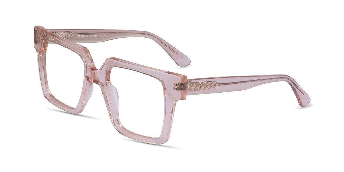 Granada Square Clear Pink Full Rim Eyeglasses | Eyebuydirect | EyeBuyDirect.com