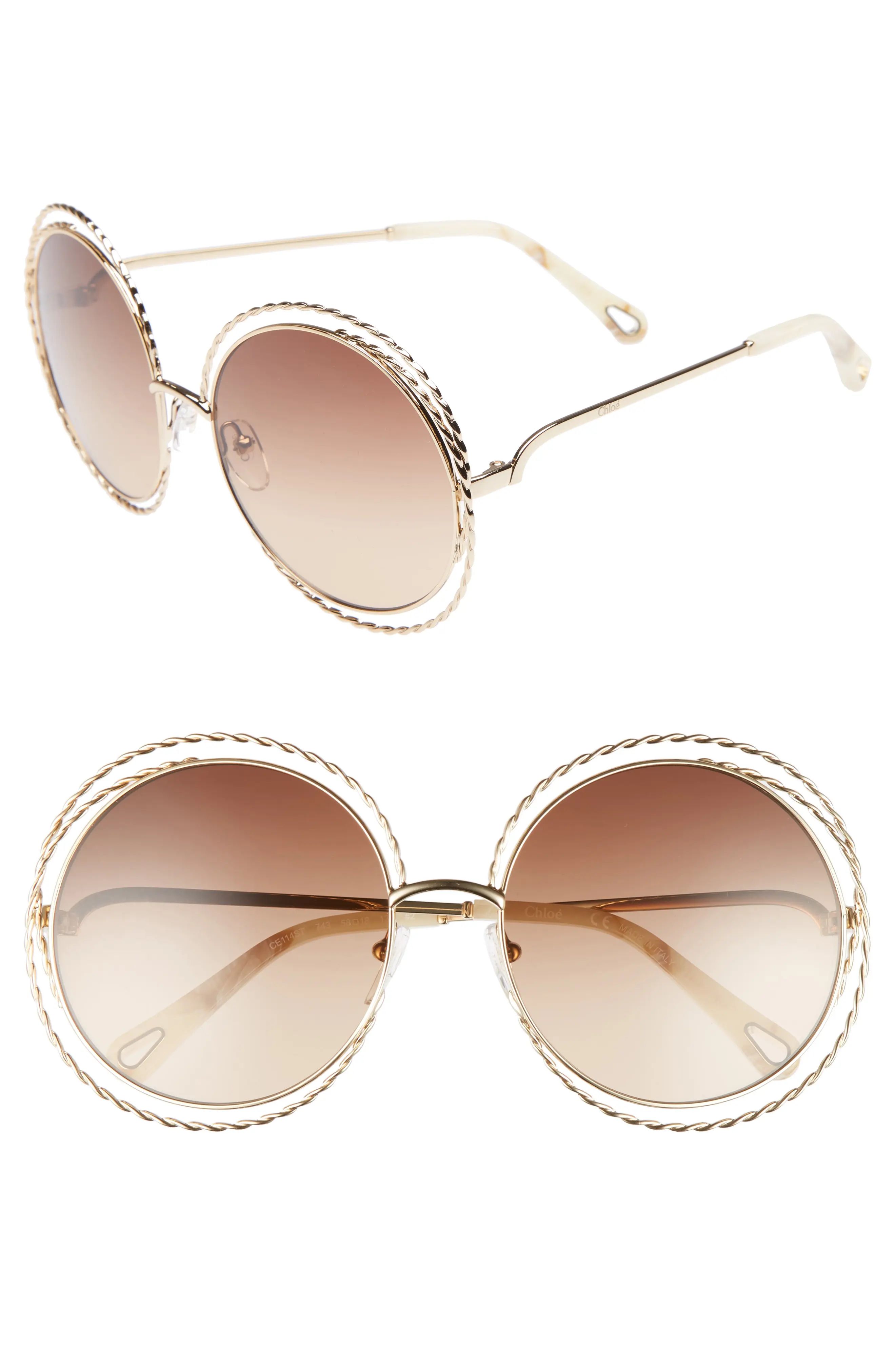 Chloé Carlina Torsade 58mm Round Sunglasses | Nordstrom