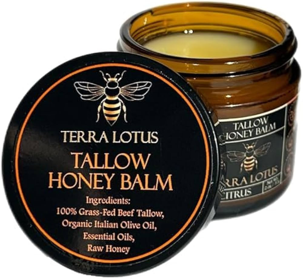 Organic Grass-Fed Beef Tallow Balm with Raw Honey - Moisturizing Cream for Soft, Smooth Skin - Ha... | Amazon (US)