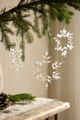 Pearly Snowflake Ornaments, Set of 3 | Anthropologie (US)