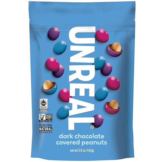 UNREAL Dark Chocolate Peanut Gems | Certified Vegan Fair Trade, Non-GMO | Made with Gluten Free I... | Amazon (US)