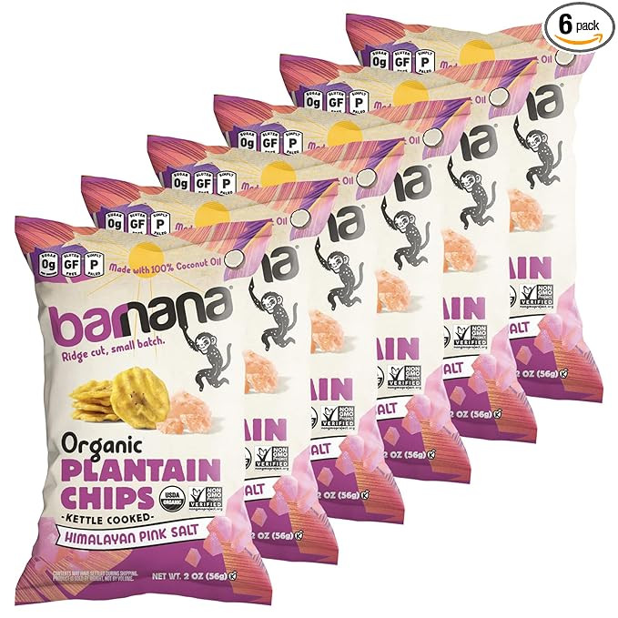 Barnana - Organic Plantain Chips, Himalayan Pink Salt, Healthy Snack Made With 100% Coconut Oil, ... | Amazon (US)