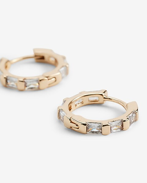 Baguette Hoop Huggie Earrings | Express