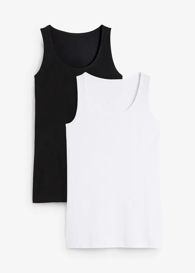 Stretch tanktop (set van 2) zwart/wit | Bonprix NL (Influencer)