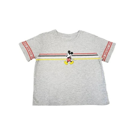 Junior Womens Disney Grey Mickey Mouse Stripe Crop T-Shirt Tee Top Shirt XL15/17 | Walmart (US)