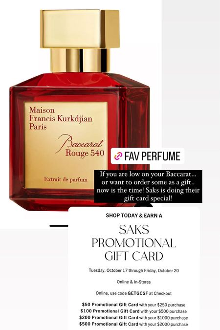 My favorite perfume is currently part of Sak’s gift card promotion. Now is the perfect time to restock your perfume or purchase a bottle as a gift for Christmas! 

#LTKbeauty #LTKSeasonal #LTKGiftGuide