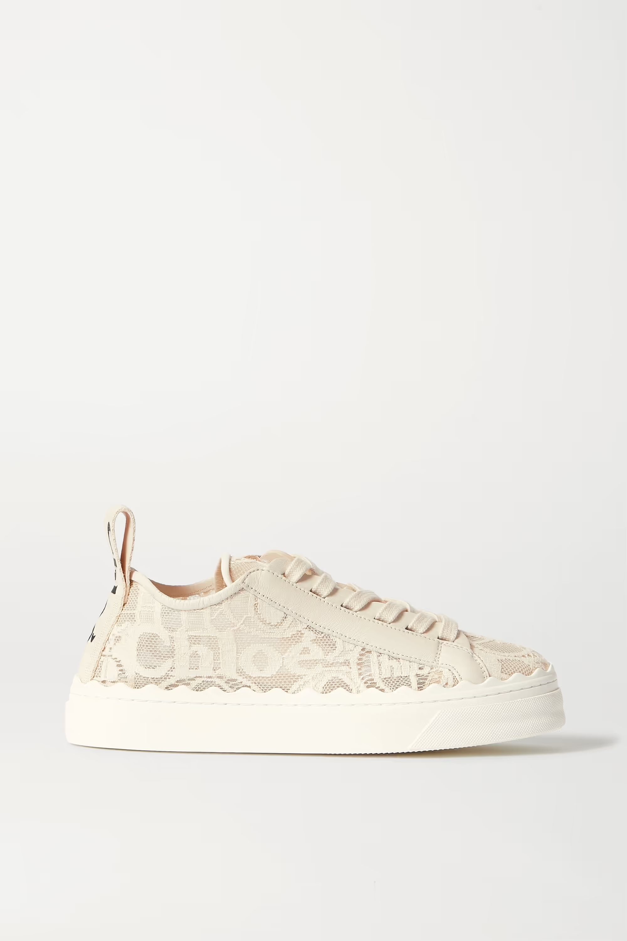 Lauren scalloped lace, leather and canvas sneakers | NET-A-PORTER (UK & EU)