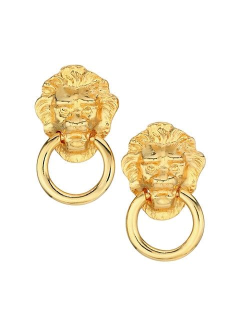 22K Goldplated Lion Head Doorknocker Clip-On Earrings | Saks Fifth Avenue