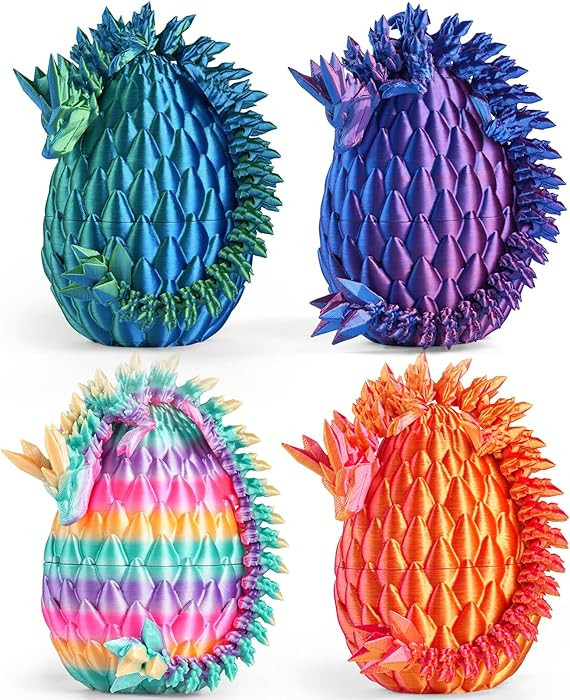8" 3D Printed Dragon Eggs, Mystery Crystal Dragon Egg for Easter Basket Stuffers, Unique Easter T... | Amazon (US)