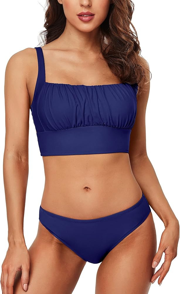 Charmo Push Up Bikini Swimsuits for Women High Support Bikini Tops Mid Rise Bikini High Cut Bathing  | Amazon (US)