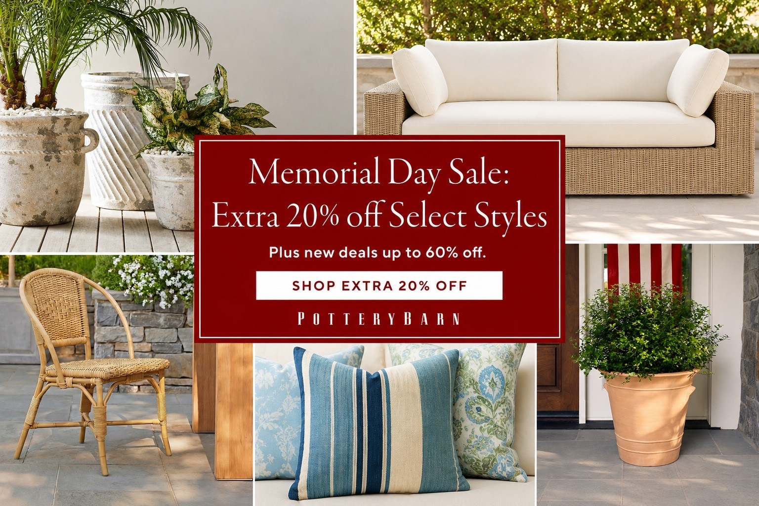 Memorial Day Sale at Pottery Barn 🇺🇸 Refresh your outdoor space with timeless pieces and take advantage of an extra 20% off select styles—plus deals up to 60% off. Linking my favorite patio finds✨@Pottery Barn

#LTKSaleAlert #LTKHome #LTKmomlife
