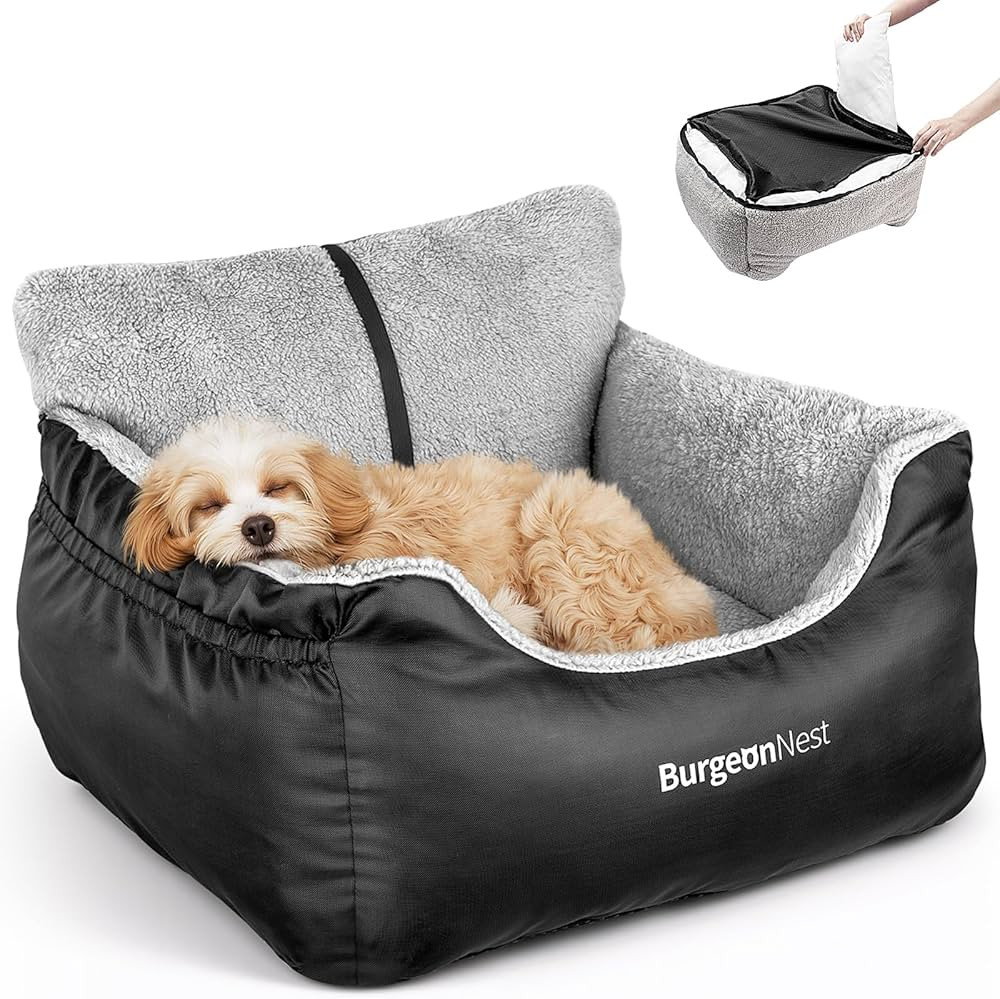 BurgeonNest Dog Car Seat for Small Dogs, Soft Pet Car Travel Home Bed Under 25 lbs, Fully Detacha... | Amazon (US)
