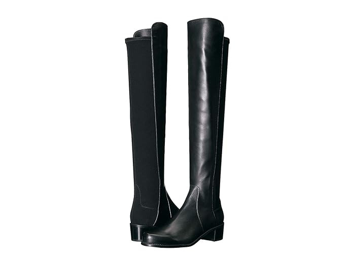 Stuart Weitzman Reserve Knee High Boot (Black Nappa/Stretch Gabardine) Women's Dress Pull-on Boots | Zappos