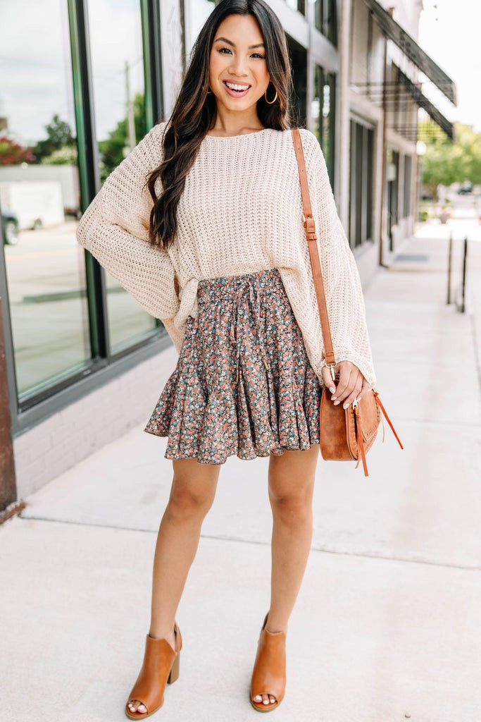 Up To You Brown Ditsy Floral Skort | The Mint Julep Boutique