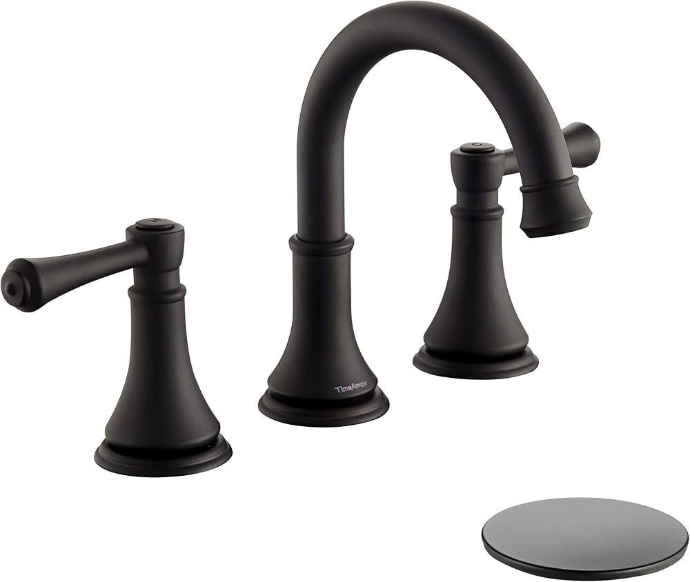 Matte Black 8 inch Widespread Bathroom Sink Faucet 3 Holes with Pop-Up Drain, 2 Handle Modern Bat... | Amazon (US)