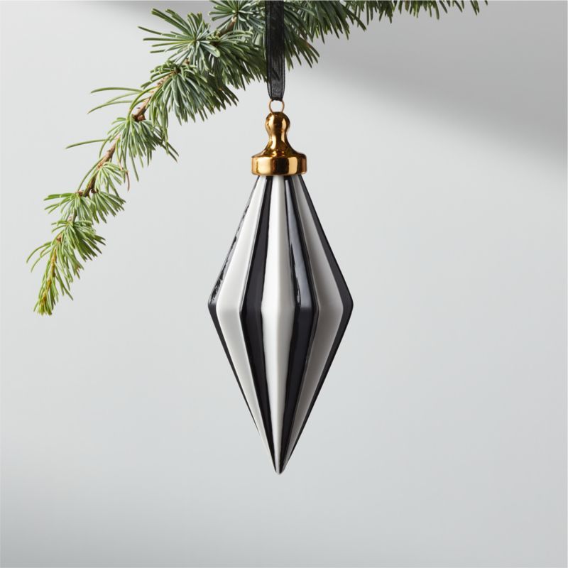 Bordeaux Black and White Christmas Ornament Tall + Reviews | CB2 | CB2