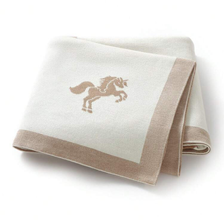1pc Knitted Baby Blanket With Cute Little Horse Pattern, Suitable For All Seasons Love Valentine | SHEIN