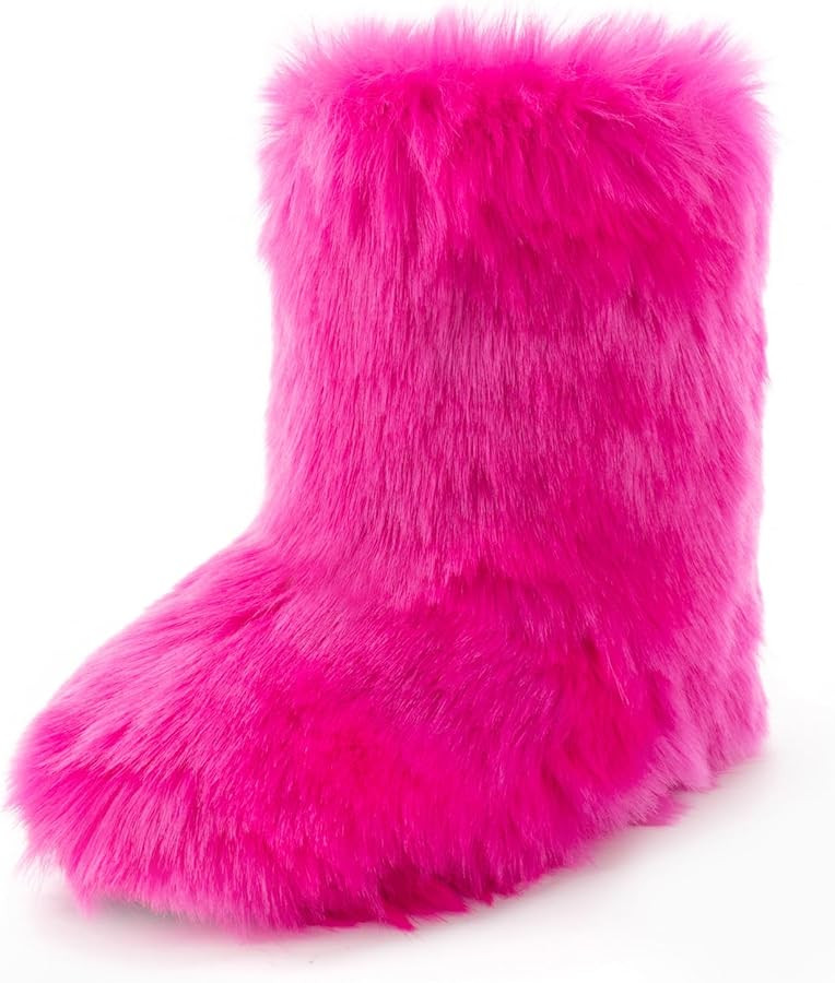IXU Women's Faux Fur Boot Furry Fluffy Round Toe Suede Snow Winter Women Boots Comfy Plush Warm S... | Amazon (US)