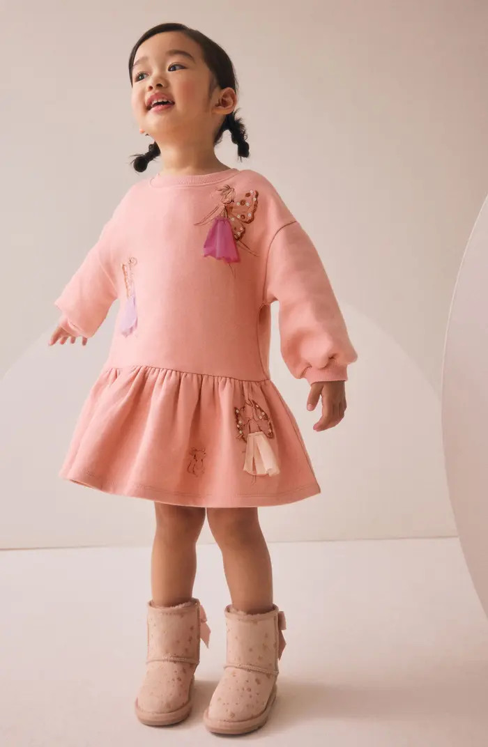 NEXT Kids' Fairy Appliqué Long Sleeve Sweatshirt Dress | Nordstrom | Nordstrom
