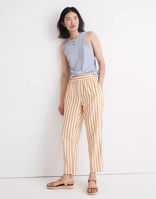 Tapered Huston Pull-On Crop Pants in Stripe | Madewell