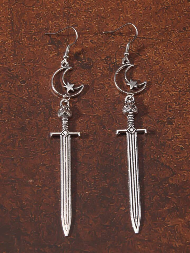 ROMWE Goth 2pcs Sword Drop Earrings | SHEIN